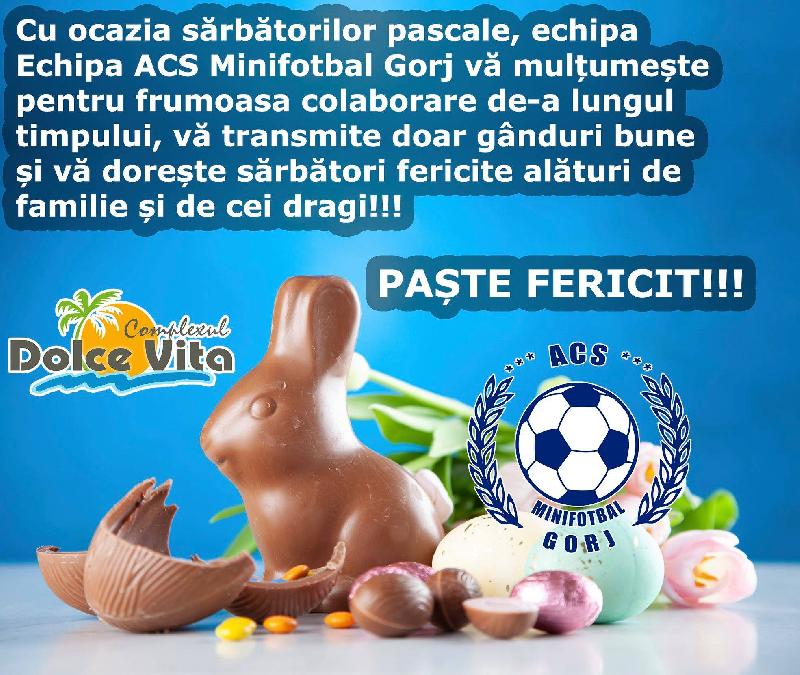 Asociația Club Sportiv Minifotbal Gorj vă urează: „Paște fericit!”